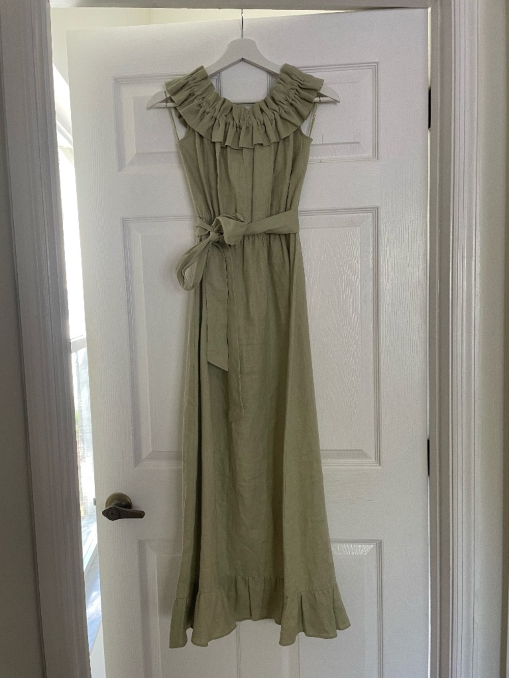 Reformation Sage Linen Maxi Dress EUC XS